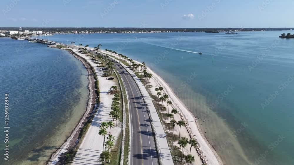 Causeway Boulevard At Clearwater Florida United States. Stunning Tropical Coastline Beach Scene Viewed From Above. Paradise Island Landscape Season Vibrant. Paradise Island Coast. Clearwater Florida. Causeway Boulevard At Clearwater Florida United States. Stunning Tropical Coastline Beach Scene Viewed From Above. Paradise Island Landscape Season Vibrant. Paradise Island Coast. Clearwater Florida.