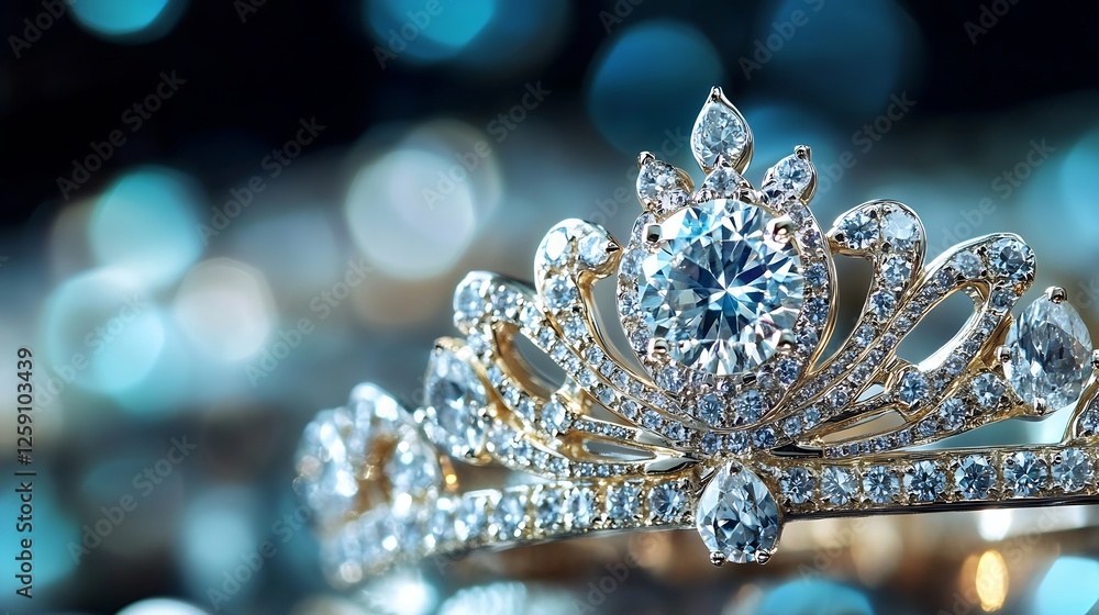 Sparkling Gold Tiara with Stunning Diamonds and Elegant Design on Sparkly Background : Generative AI Sparkling Gold Tiara with Stunning Diamonds and Elegant Design on Sparkly Background : Generative AI