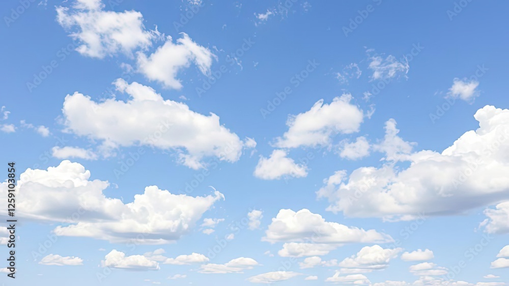 Fototapeta premium Beautiful Blue Sky with Fluffy White Clouds Background