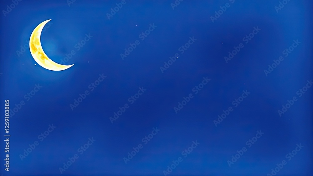 Fototapeta premium Night Sky Crescent Moon Stars Blue Background Celestial Space
