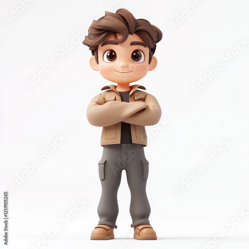 Adorable 3D Cartoon Boy: A Cheerful and Playful Digital Illustration