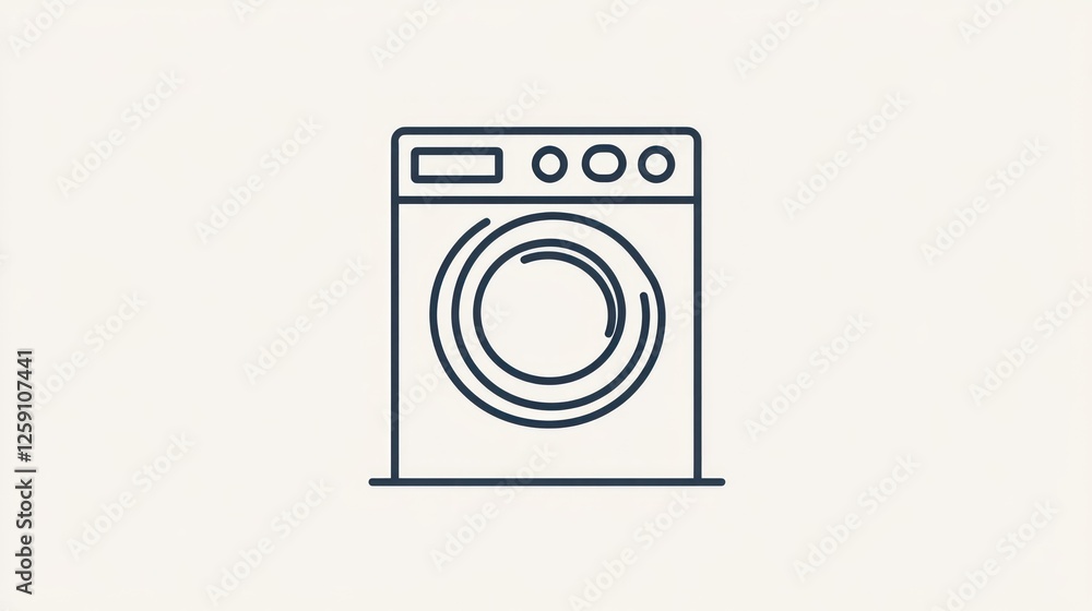 Simple line drawing of a washing machine Simple line drawing of a washing machine