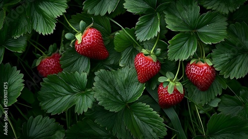 Fresh Strawberries On Plants photo