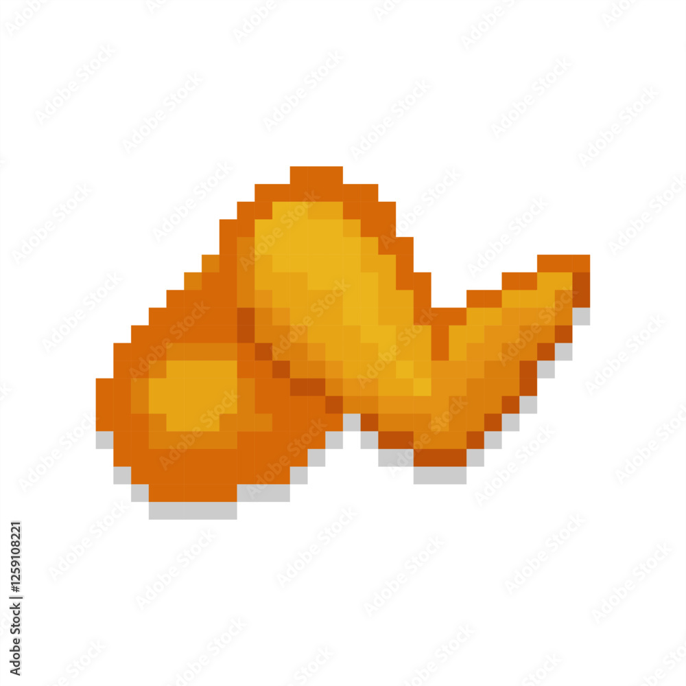 Fototapeta premium Pixel art of fried chicken. Pixelated chicken wings. 