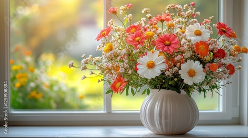 Wallpaper Mural Vibrant Bouquet by the Window: A Sunny Day's Delight Torontodigital.ca