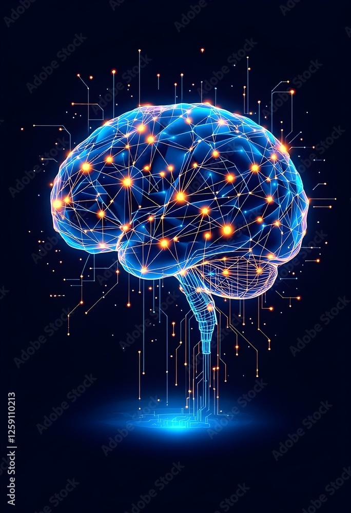 Futuristic Brain with AI Data and Symbols Futuristic Brain with AI Data and Symbols