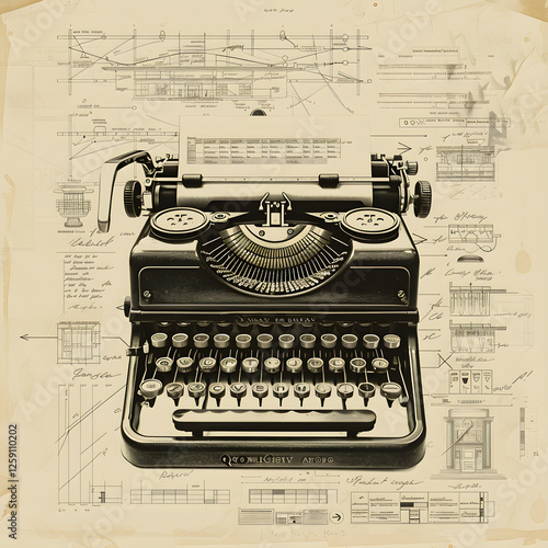 Vintage Illustration of the QWERTY Keyboard Origins and Its Development Process