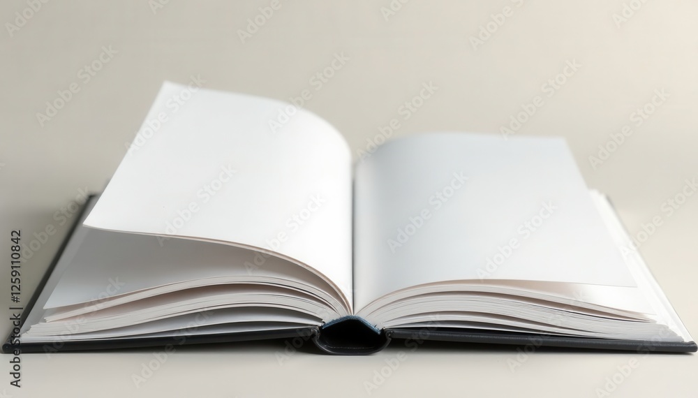 Empty white pages stacked in a vertical album, notebook, design Empty white pages stacked in a vertical album, notebook, design