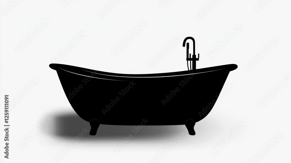 Empty black silhouette bathtub Empty black silhouette bathtub