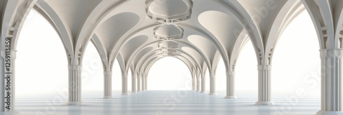 Minimalistic Architectural Space with Arched Columns and Soft Lighting for Modern Design Inspiration