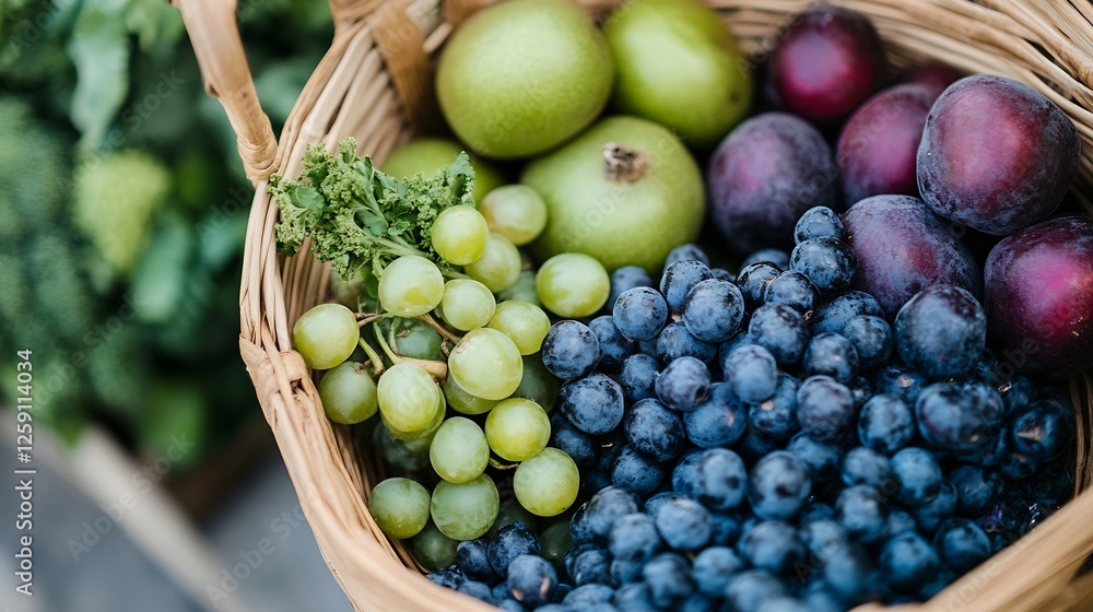 Freshly Harvested Fruits in a Basket Ready to be Enjoyed : Generative AI Freshly Harvested Fruits in a Basket Ready to be Enjoyed : Generative AI