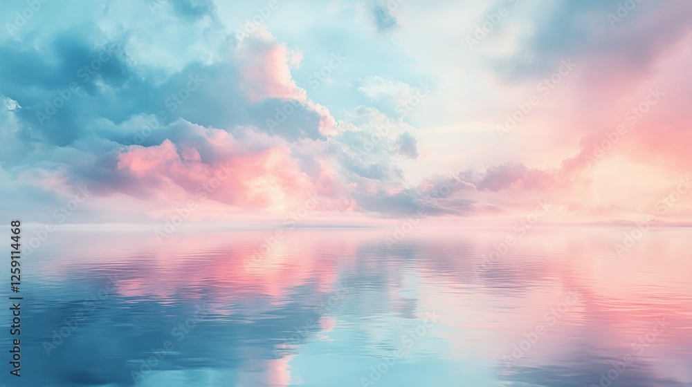 Soft Pink & Blue Horizon Reflection – Perfect for Luxury Marketing & Wellness Campaigns