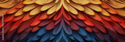 Wallpaper Mural Vibrant Abstract Pattern: A colorful display of layered shapes in red, orange, yellow, and blue for creative design applications. Torontodigital.ca