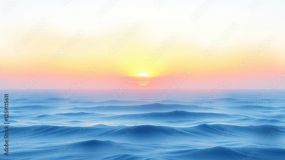 Obraz premium Serene Ocean Sunset Peaceful Sunrise Seascape Calm Waters Soft Colors