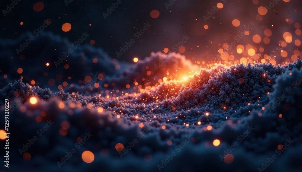 Fototapeta premium Glittering stardust on blackness, heavenly scene unfolding, darkness, stellar, astronomical