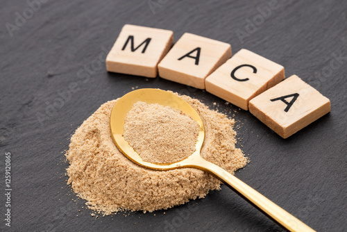 Dry organic maca powder - Lepidium meyenii photo