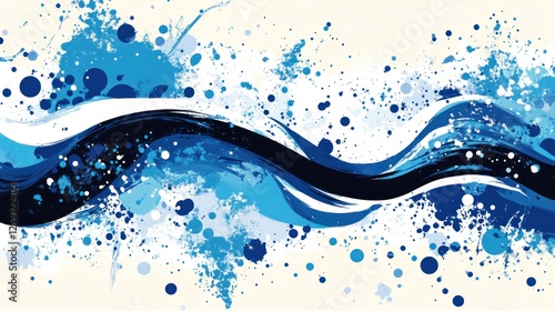 Abstract blue wave splash background.