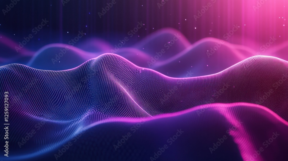Fototapeta premium Abstract glowing pink and blue waves.