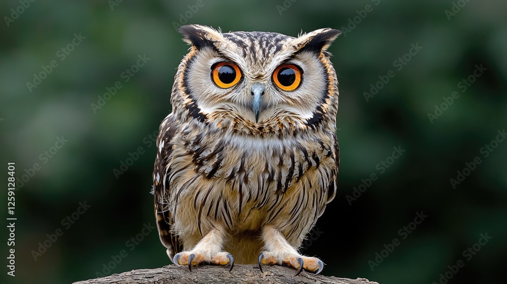 Fototapeta premium Owl perched, forest background, wildlife portrait, nature photography