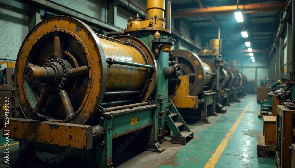 Fototapeta premium Old, worn-out industrial machinery, wear, industrial, rust