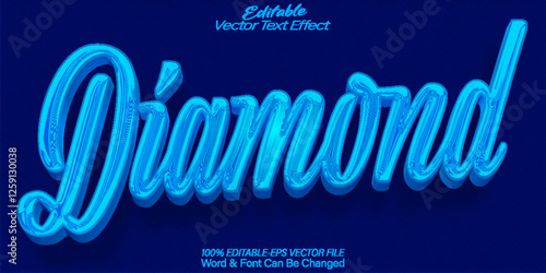 Diamond Text Effect Editable Alphabet Blue Gem Gemstone Elegant