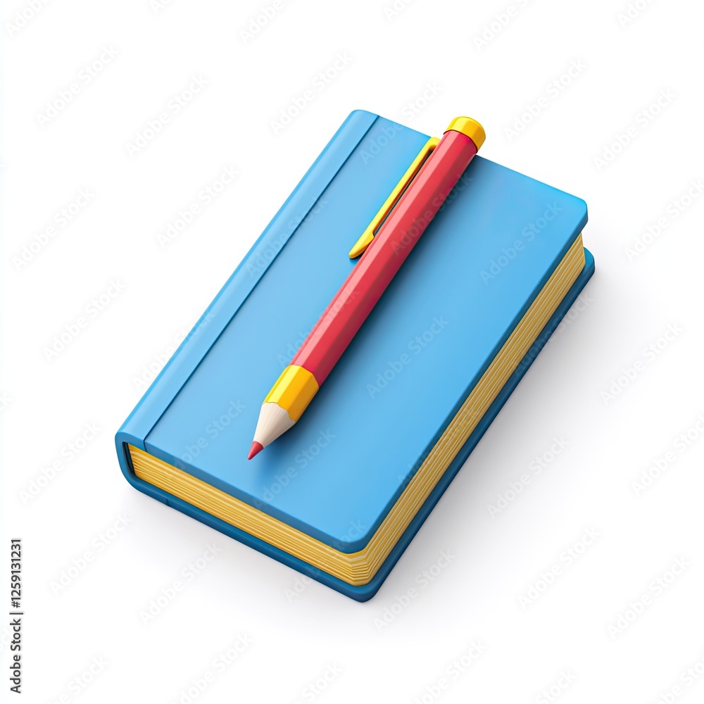 Blue Notepad with Red Pen and Pencil - Flat Lay Blue Notepad with Red Pen and Pencil - Flat Lay