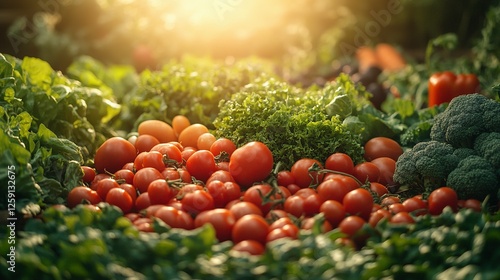 Fresh Garden Vegetables Abundant Harvest Sunlight photo