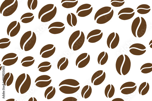 Drawn coffee bean seamless background. Pattern with falling coffee beans. Food doodle sketch backdrop