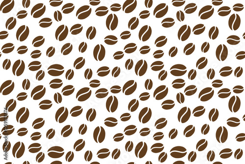Drawn coffee bean seamless background. Pattern with falling coffee beans. Food doodle sketch backdrop