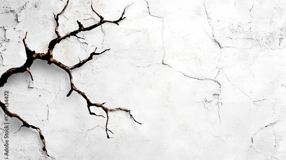 Fototapeta premium Abstract Cracked White Surface with Dark Veins