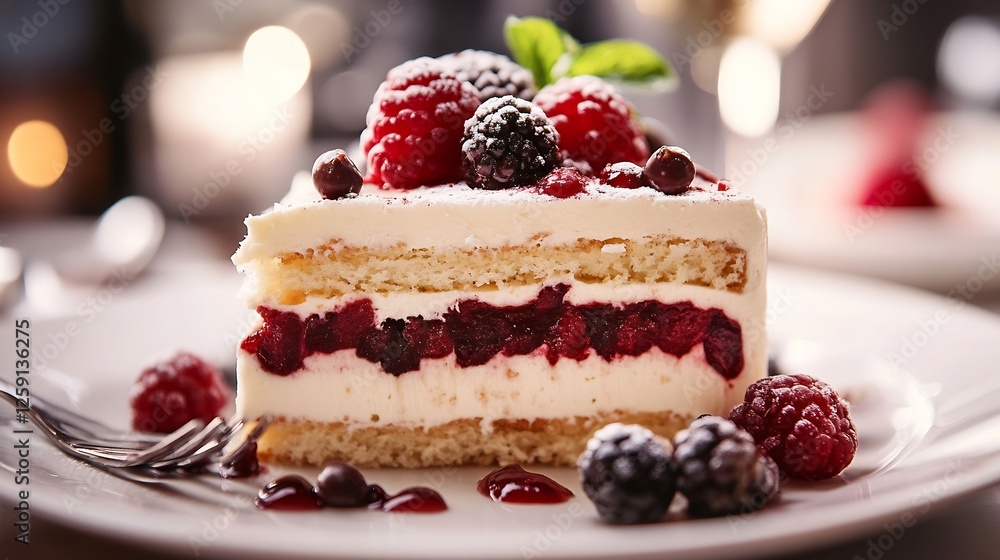 Delicious Raspberry Layered Cake with Fresh Berries : Generative AI Delicious Raspberry Layered Cake with Fresh Berries : Generative AI