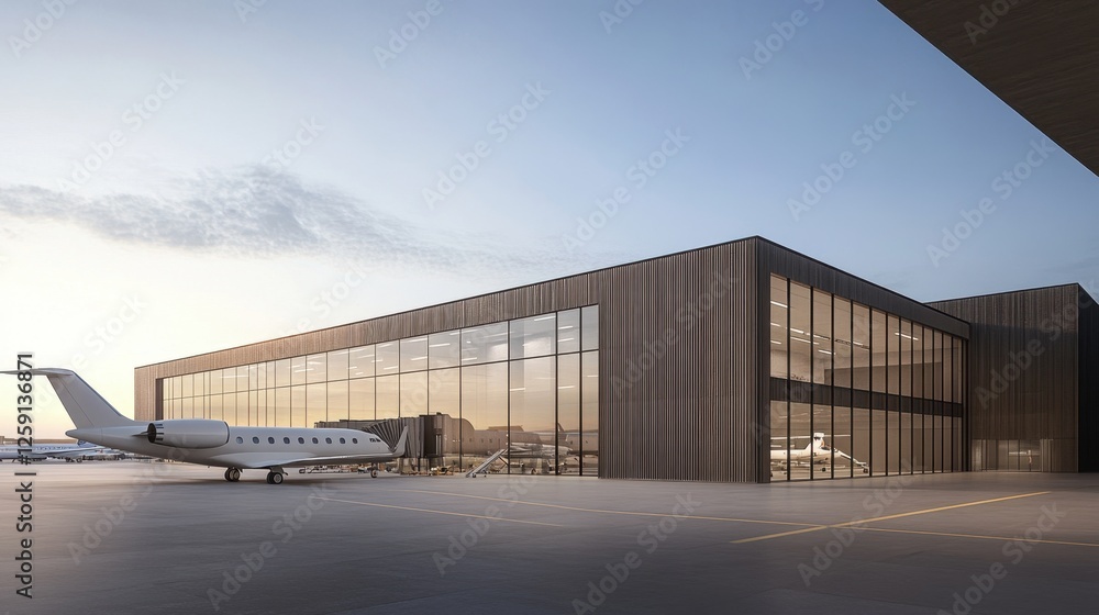 custom made wallpaper toronto digitalModern airport terminal with large glass windows showing a parked airplane at the gate.