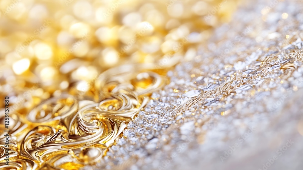 Close Up Of Elegant Gold and Silver Textured Surface Perfect For Luxury Designs : Generative AI Close Up Of Elegant Gold and Silver Textured Surface Perfect For Luxury Designs : Generative AI