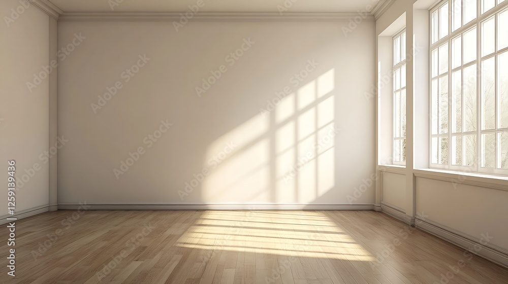 Bright and Minimalist Empty Room with Natural Light Streaming In : Generative AI Bright and Minimalist Empty Room with Natural Light Streaming In : Generative AI