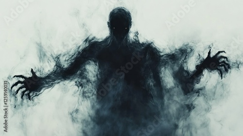 Smoky shadowy figure, horror monster.