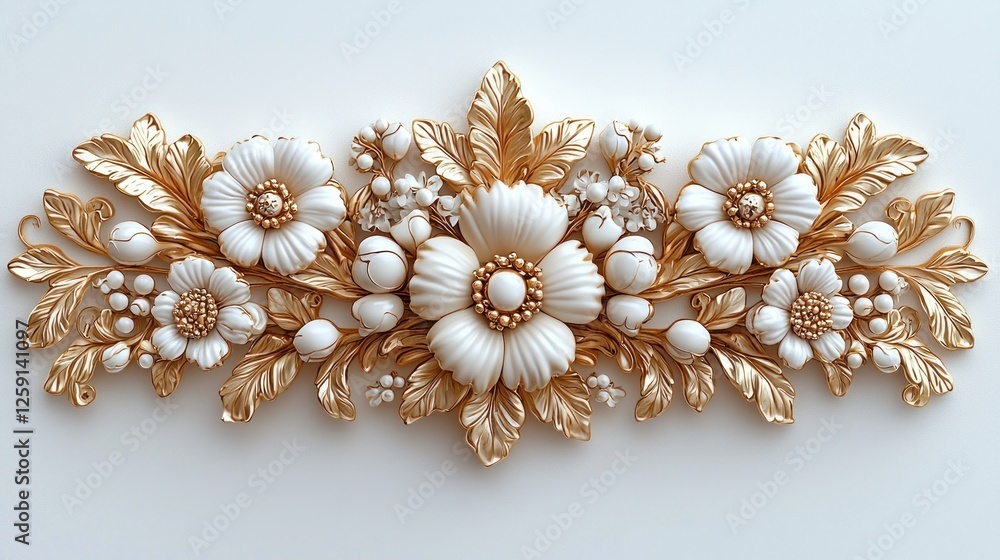Fototapeta premium Elegant Gold and White Floral Decorative Ornament