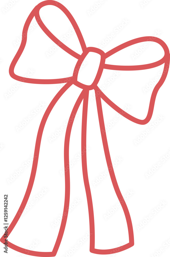 Decorative Ribbon Bow Line Hand Drawn Decorative Ribbon Bow Line Hand Drawn