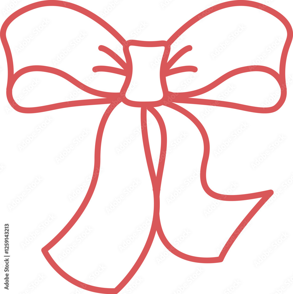 Decorative Ribbon Bow Line Hand Drawn Decorative Ribbon Bow Line Hand Drawn