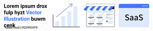 Business presentation showcasing graph analytics, web interface, and SaaS model. Ideal for analytics, software development, digital marketing, web design, technology solutions, startup concepts