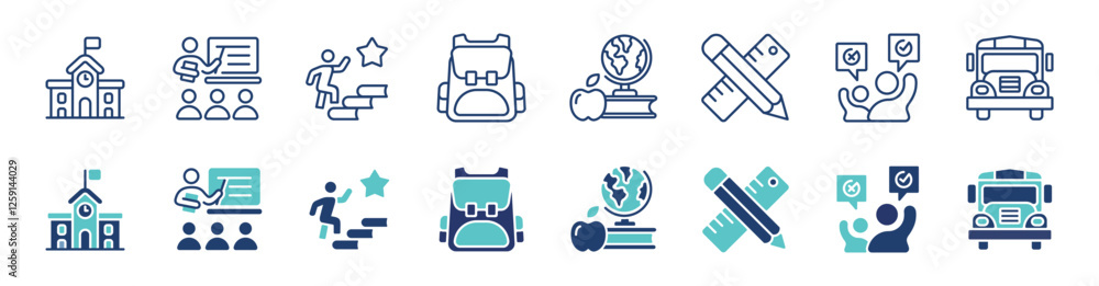 school icon line set education learning academy online course student study class signs collection vector illustration school icon line set education learning academy online course student study class signs collection vector illustration