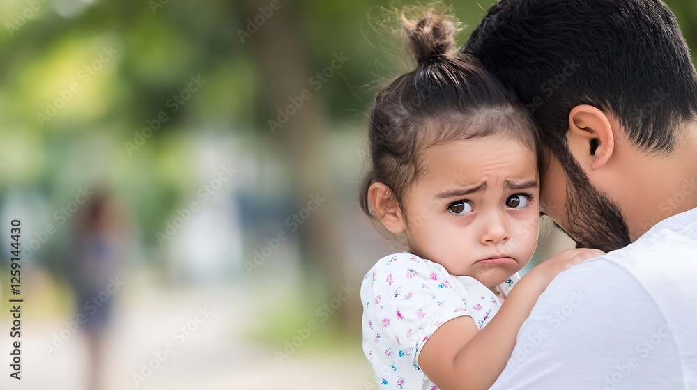 Father Holding His Upset Daughter in a Natural Outdoor Setting : Generative AI Father Holding His Upset Daughter in a Natural Outdoor Setting : Generative AI