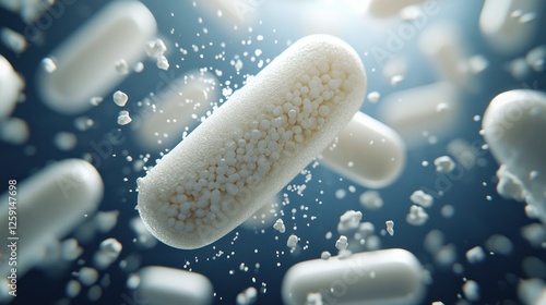 Microscopic View of Capsules Disintegrating: A Detailed Look into Medicine's Dissolution