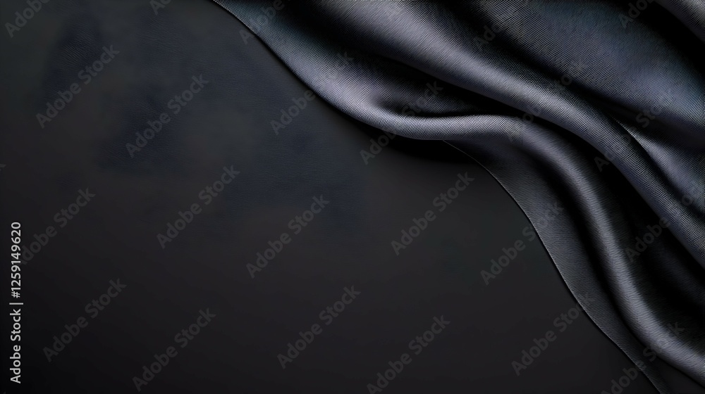 Fototapeta premium Dark Gray Fabric Draped on Black Background