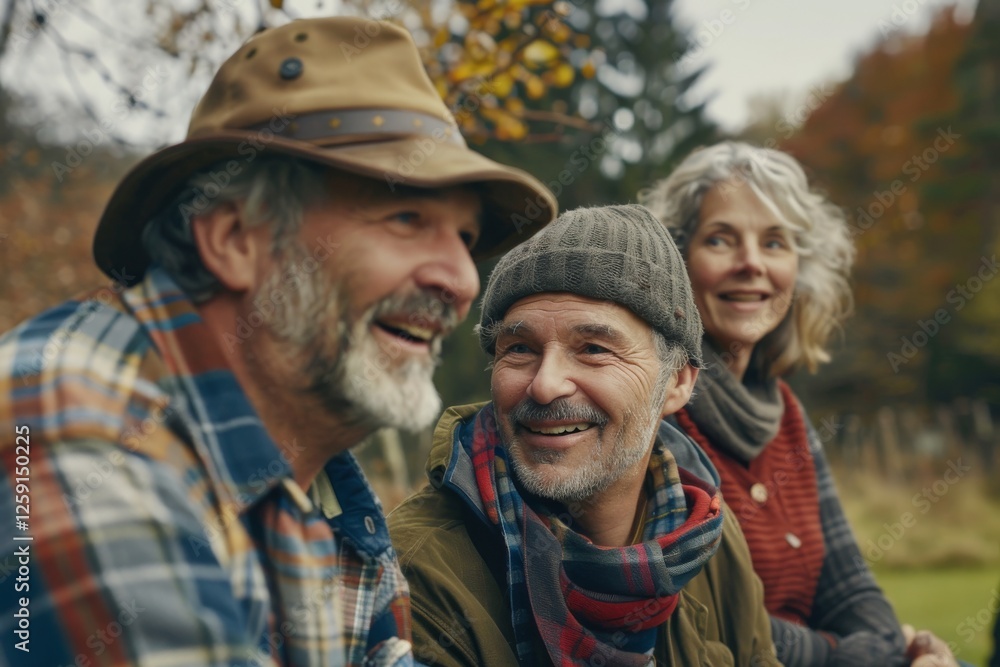 Group of senior friends spending time together in the park. They are smiling and looking at camera. Group of senior friends spending time together in the park. They are smiling and looking at camera.