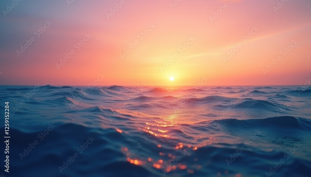 Soothing ocean waves on a tranquil horizon at sunset, horizon, sky Soothing ocean waves on a tranquil horizon at sunset, horizon, sky