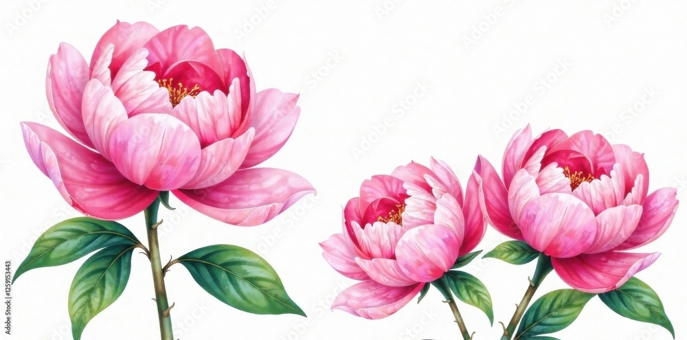 Soft watercolor peonies against a white background , flowers, botanical, nature Soft watercolor peonies against a white background , flowers, botanical, nature