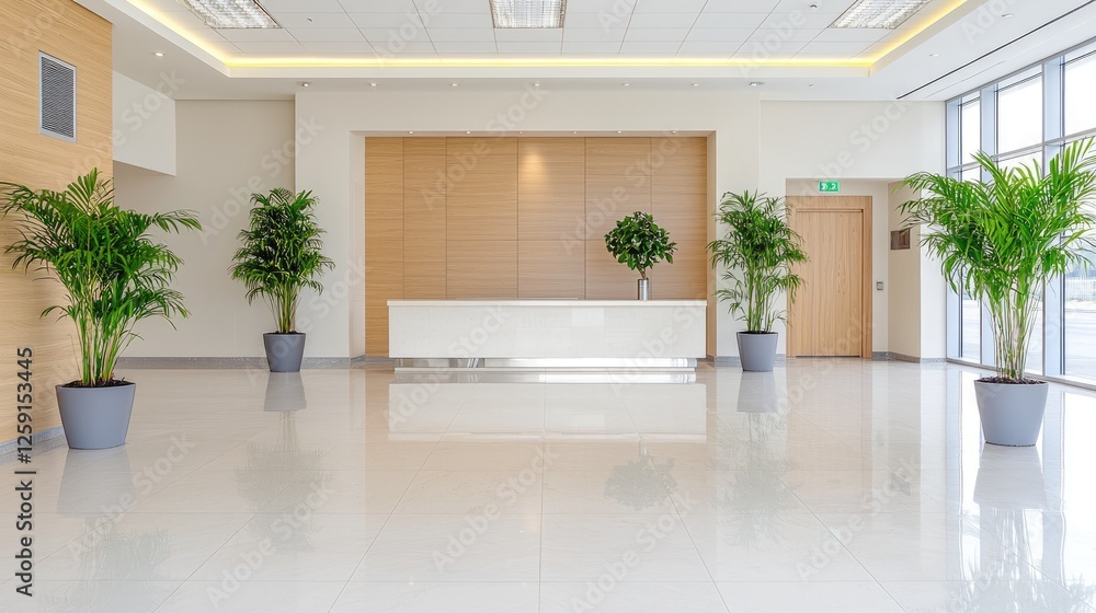 Fototapeta premium Modern office lobby reception area with plants