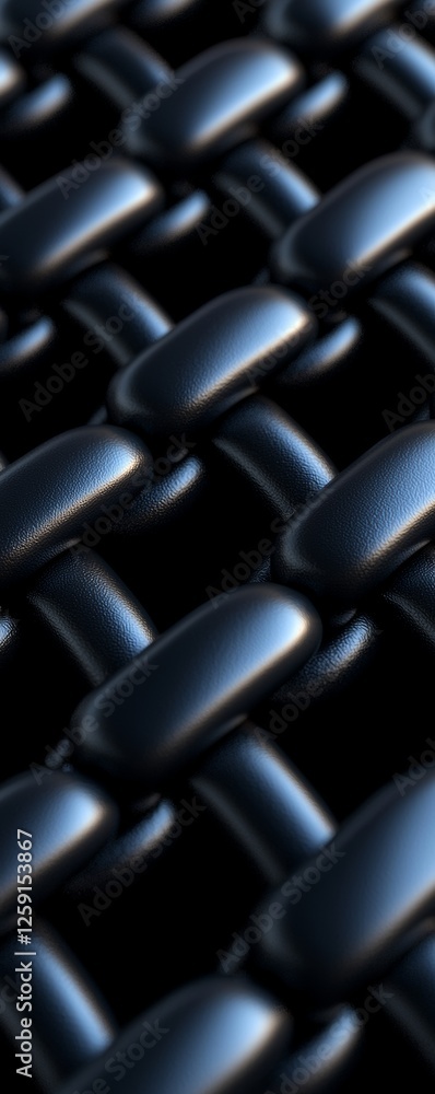 Fototapeta premium A close-up view of a textured black woven material, showcasing its unique pattern and depth.