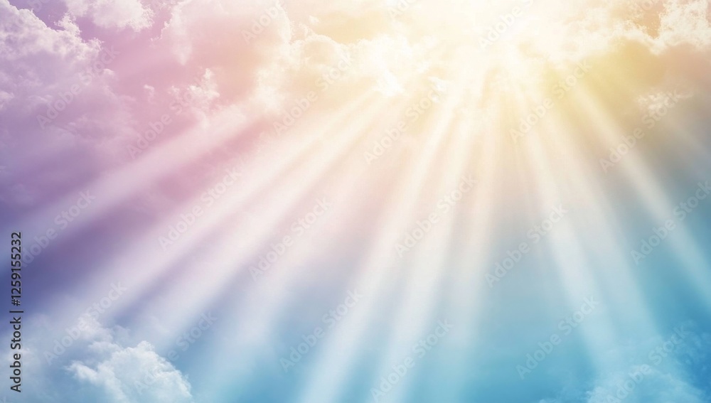 Fototapeta premium Radiant sunlight beams through pastel clouds