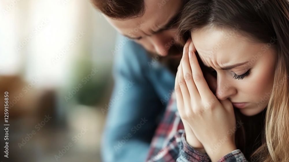 Couple Comforting Each Other in an Emotional Moment Displaying Love and Support : Generative AI Couple Comforting Each Other in an Emotional Moment Displaying Love and Support : Generative AI